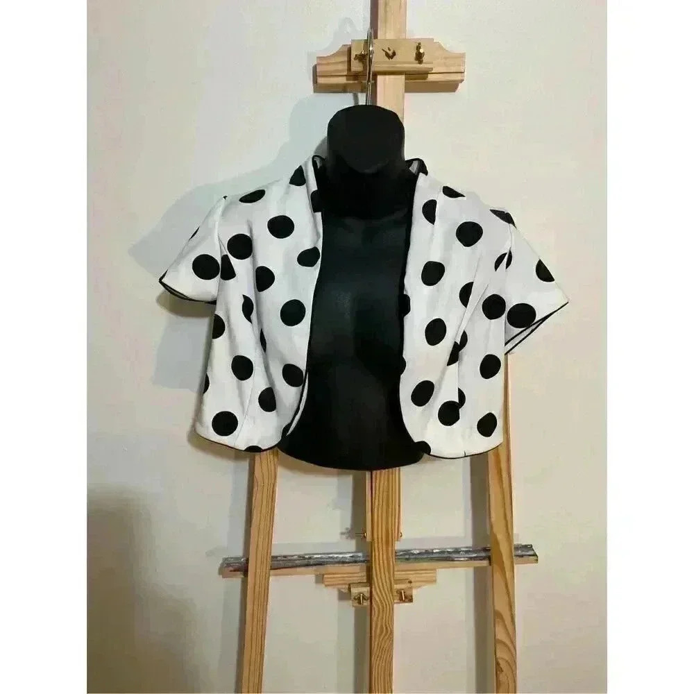 Studio 1 petite 4P polka dot open front short sleeve jacket